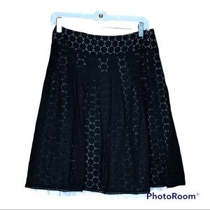 black eyelet skirt with white underlay/ lined Ann  Taylor size 6